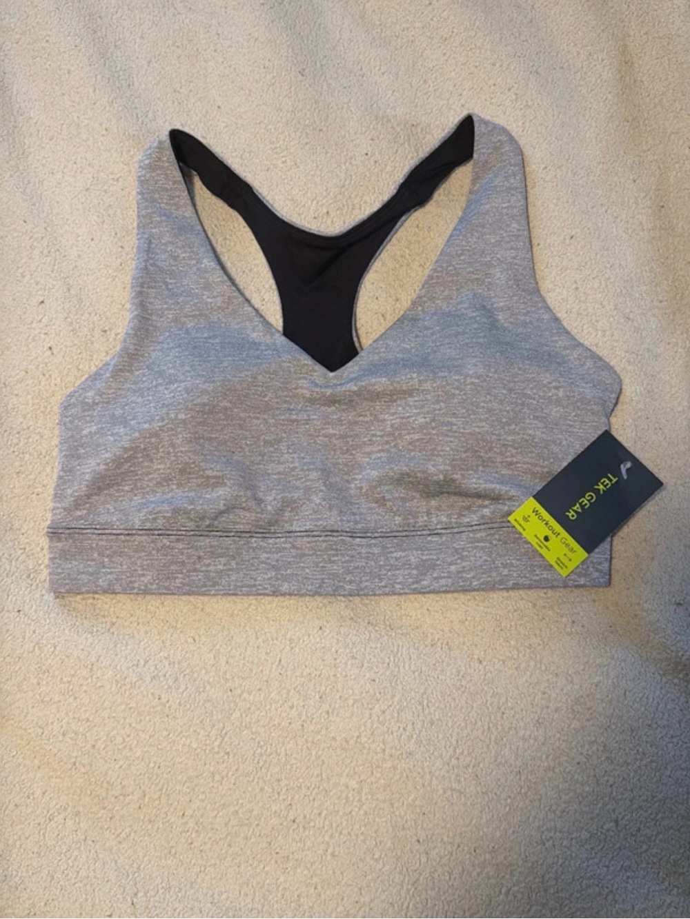 Kohl's Gray Racerback Medium Sports Bra with Black Lining
